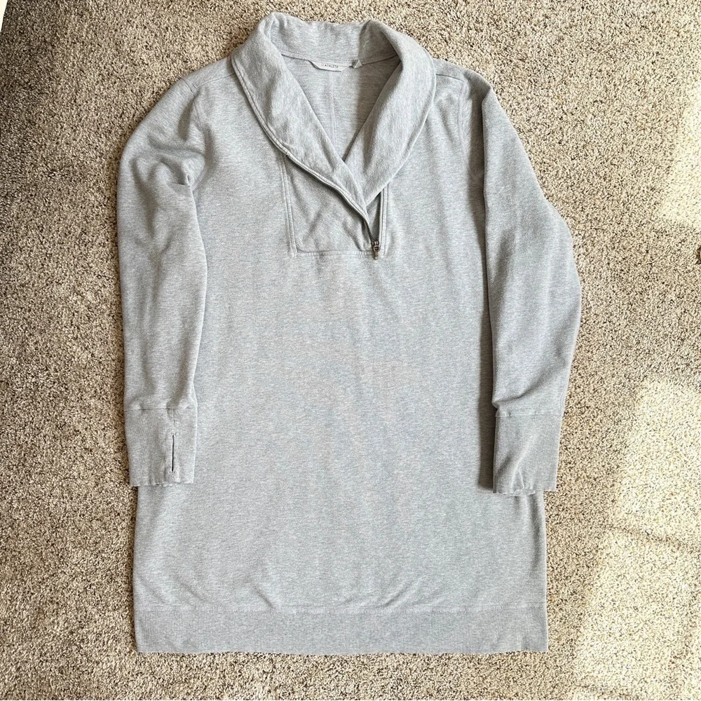 Athleta Tunic Sweatshirt with Cowl Neck and Half Zip Gray Size 1X - Picture 7 of 14